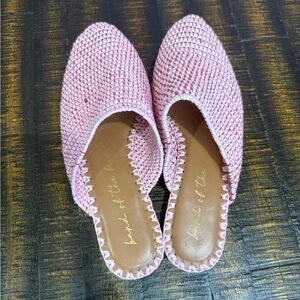 Pink Woven Mules by Unknown Brand
